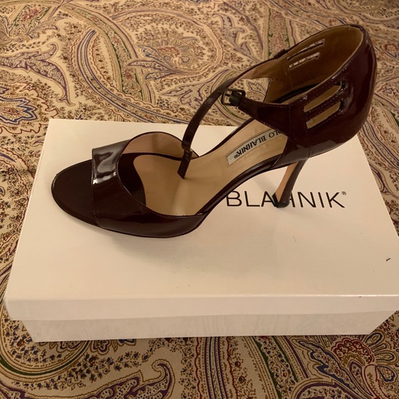 Manolo Blahnik Shoes - Patent leather ankle strap sandals